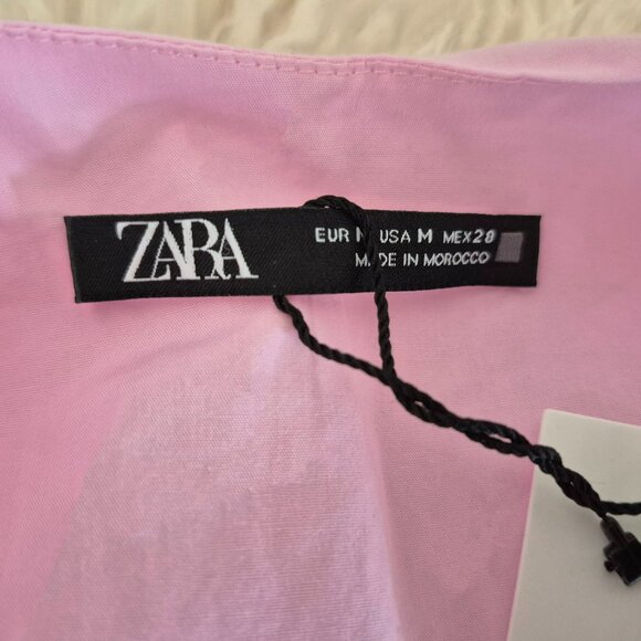 ZARA Poplin Bubble Top Size M Pink 100% Cotton NWT - Picture 12 of 12
